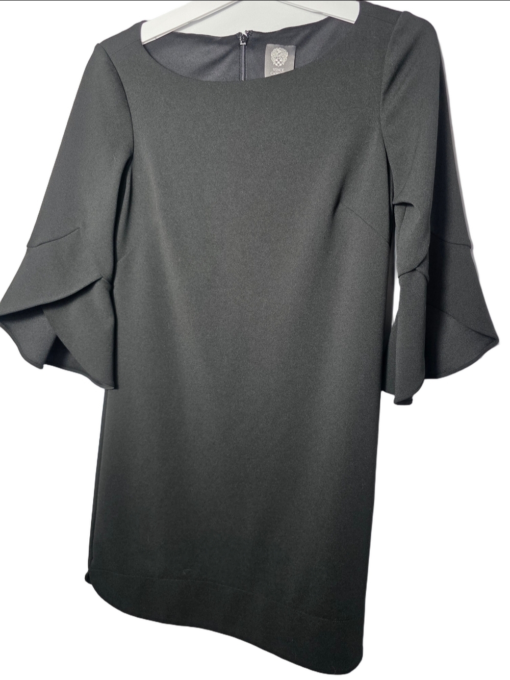 Vince Camuto Black Midi Dress with Ruffle Bell Sleeves Like New 6